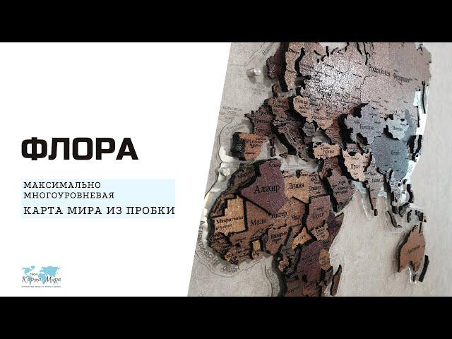 МНОГОУРОВНЕВАЯ КАРТА МИРА ИЗ ПРОБКИ "ФЛОРА"