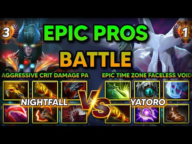 EPIC PROS BATTLE | OP CRIT DMG NIGHTFALL PHANTOM ASSASSIN VS EPIC TIME ZONE YATORO FACELESS VOID