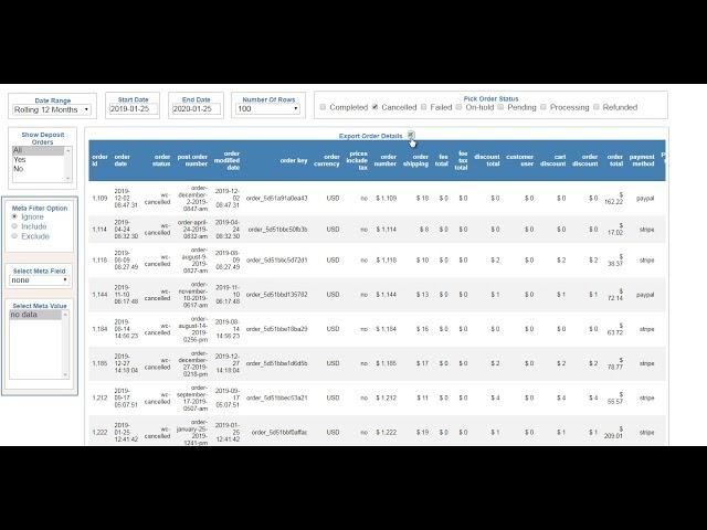 Export WooCommerce Order Details Report