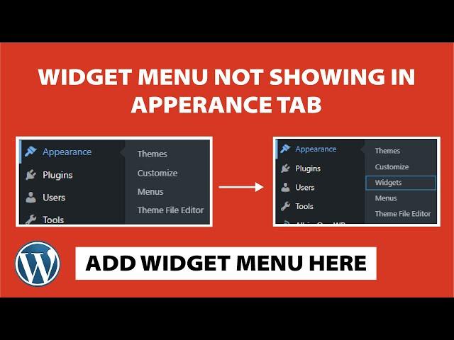 FIX! Widget Menu Not Showing in Appearance Tab in WordPress | Dot Mentor