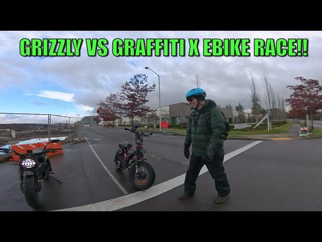 Grizzly vs Graffiti X EBIKE RACE!! #lyriccycles #arielridergrizzly #race #ebike #lyricgraffitix