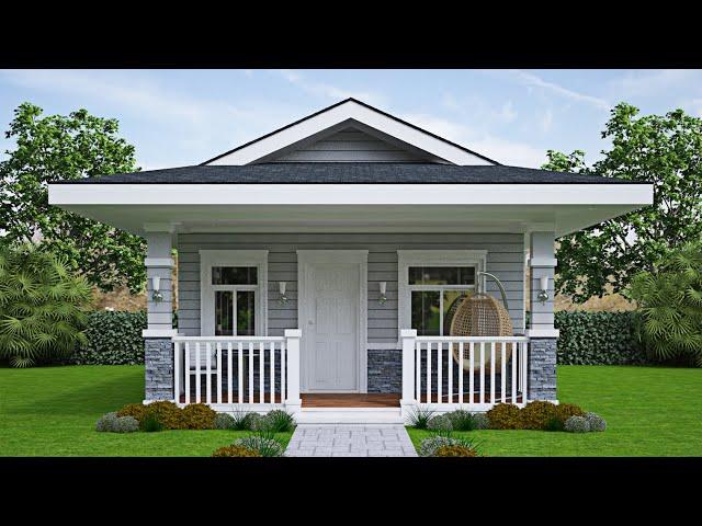 BUNGALOW HOUSE DESIGN - 2 BEDROOM - 10X5.7 METERS