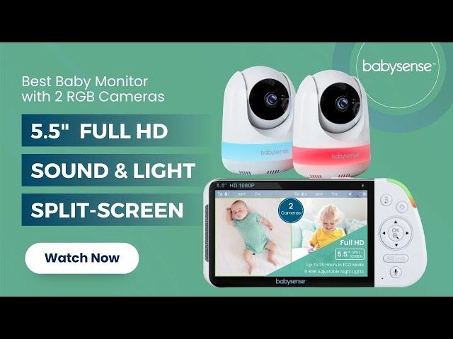 Babysense 5.5” 1080p Full HD Split-Screen Baby Monitor with Two RGB Night Light Cameras