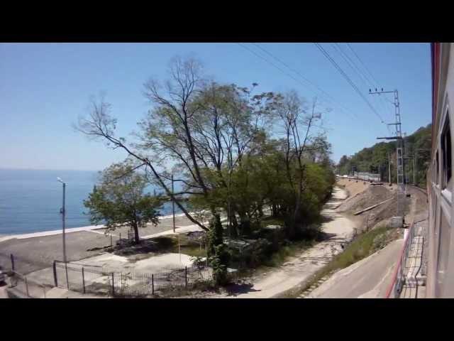 Travel in the train Tuapse-Sochi along the sea