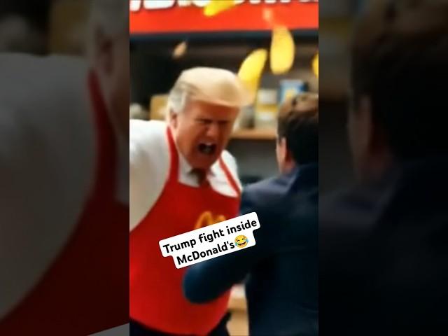 Fast Food Fight! Trump Throws Punches Inside McDonald's#funny #ai #shorts #viral #comedy #trump
