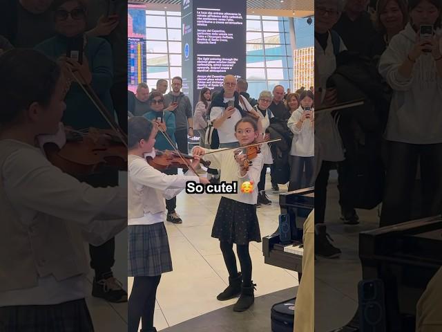 11 and 8-year old PRODIGY SISTERS play Vivaldi Winter with me on the violin in Rome Airport! 