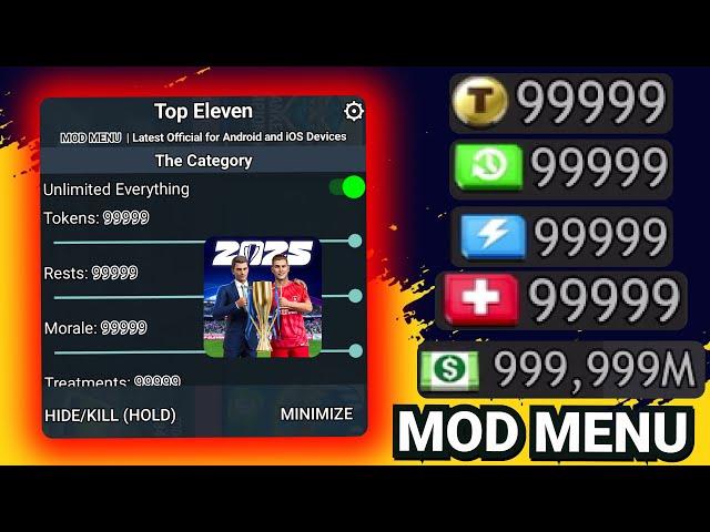 Top Eleven MOD MENU v11.2025 (UNLIMITED Tokens & Money) | LATEST Top Eleven MOD APK