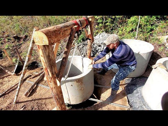 Hand Well Digging - Part 3. Concrete rings installation