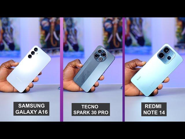 Redmi Note 14 vs Samsung Galaxy A16 vs Tecno Spark 30 Pro – Best Under 250k $150?