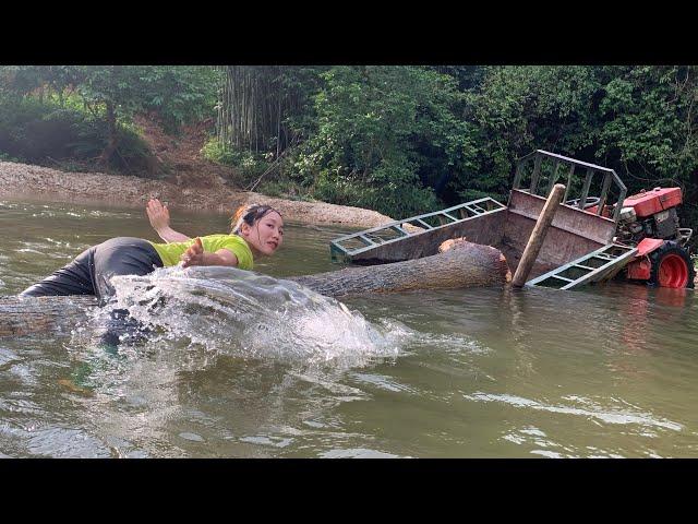giant logging girl farm vehicle wood transport