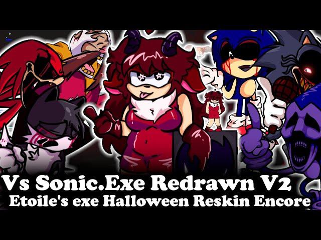 FNF | Vs Sonic.Exe Redrawn V2 - Etoile's exe Halloween Reskin Encore | Mods/Hard/Gameplay |