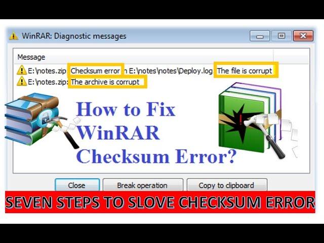 How to solve Checksum error in winrar 7steps to solve #checksum error #solved checksum error