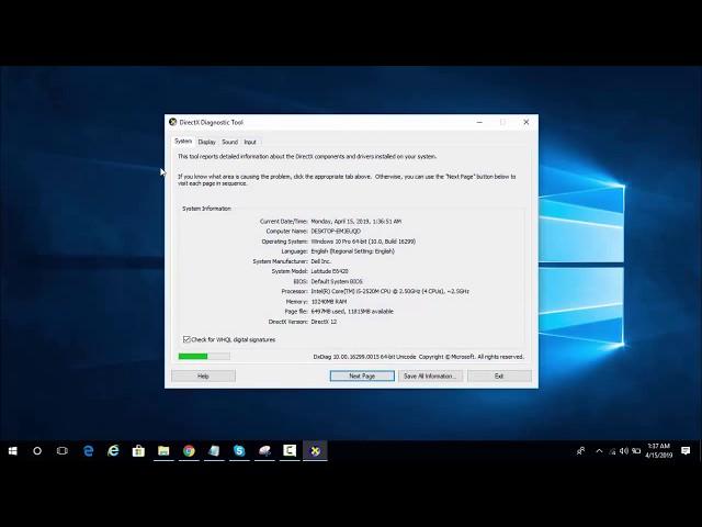 How To Check Computer Properties Using Directx Diagnostic Tool - Dxdiag - Windows 10