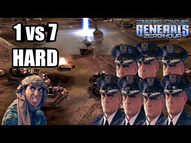 Command & Conquer Generals: Zero Hour - GLA Stealth 1 vs 7 USA Airforce [HARD ENEMY]