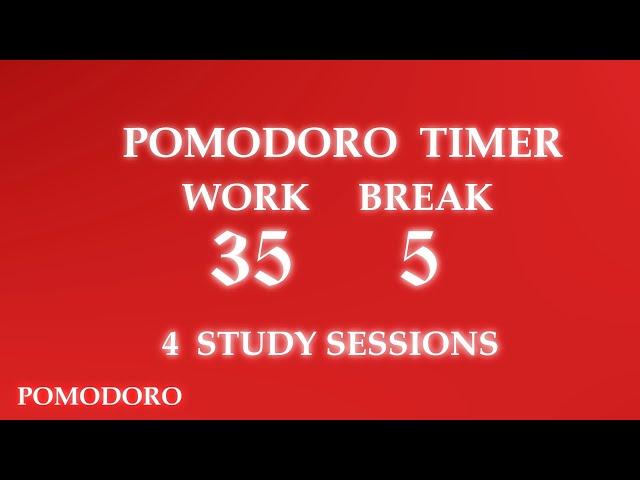 Pomodoro 35/5 - Study - Work - Deep Focus - Countdown Timer - No Music - 4 Study Sessions