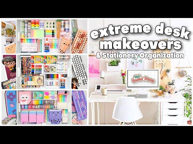 aesthetic desk makeovers + tour 2022  kawaii decor, functional, organizing stationery & amazon haul