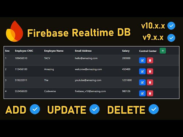 Add, Update, Delete Data on Firebase DB (v10) via HTML Table | JavaScript