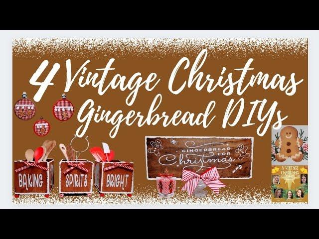 4 Vintage Christmas Gingerbread DIYs || Kitchen DIYs || Wooden Utensil Holder Set Sign Ornaments