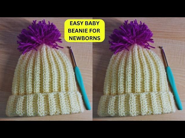 Crochet Baby Hat | Easy Peasy Rib Stitch Beanie for Beginners | Perfect for Photoshoots #diy