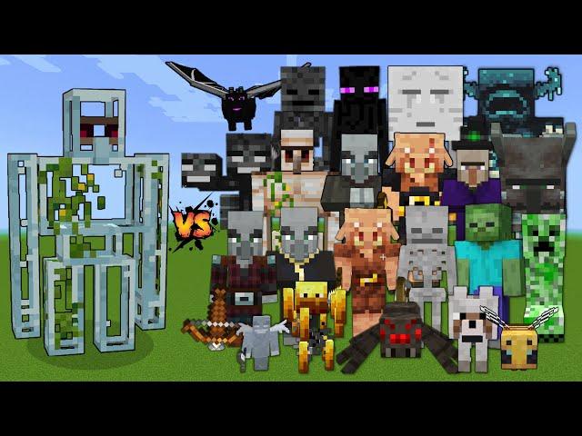 Glass Golem vs Every mob in Minecraft - Minecraft mob battle - Glass Golem vs All Mobs