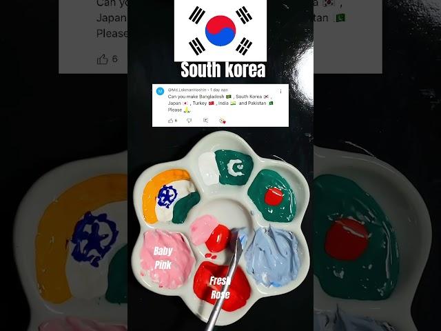 Japan, South Korea, Pakistan, bangladesh, india and turkey flags colors mixing demand on a fan