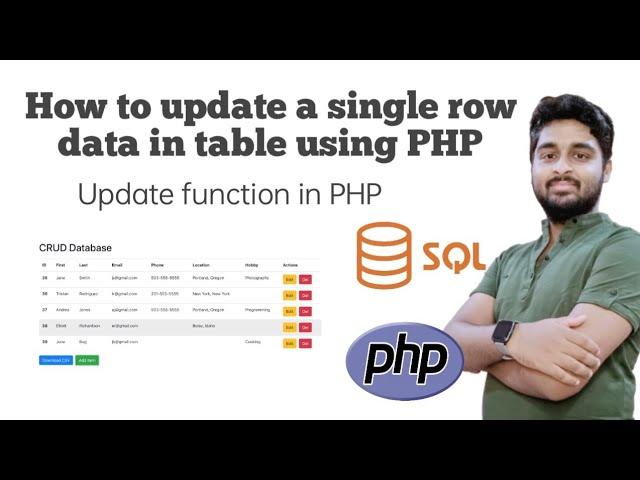 how to edit or update a row data in database using PHP. CRUD function in PHP.