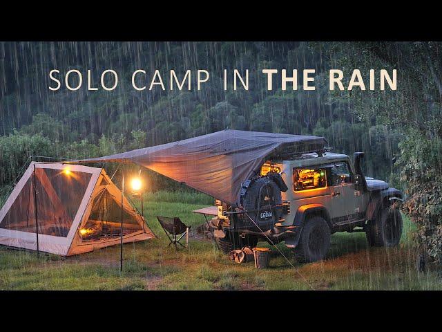 COSY SOLO Camping setup in the RAIN [ ASMR ]