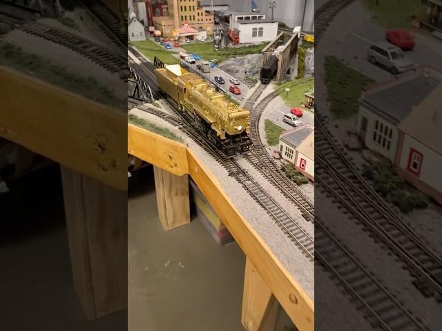 Huge O Scale Steam Locomotive on HO Train Layout  #train #hoscaletrains #modelrailway