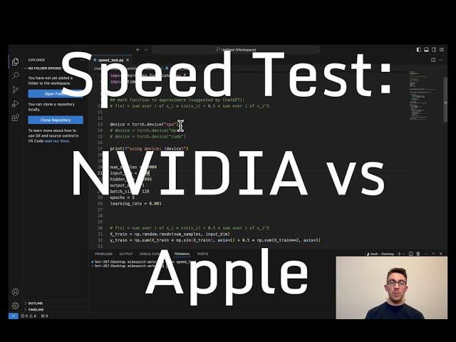 PyTorch Speed Comparison: NVIDIA 3070 GPU vs Apple M3 CPU vs Apple GPU