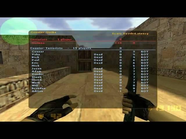 [HD] Counter Strike 1.6 Bots with knife 1v15 LOL