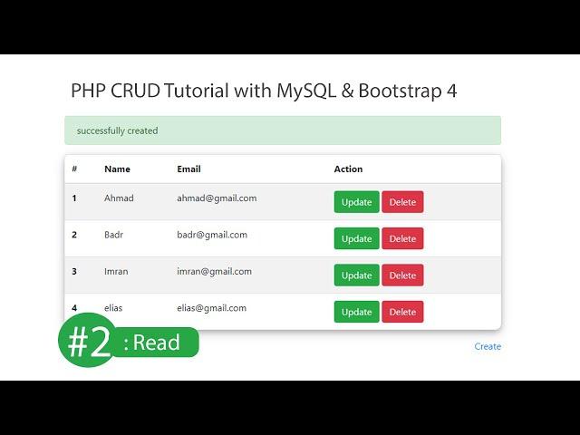 PHP CRUD Tutorial with MySQL & Bootstrap 4 #2 Read