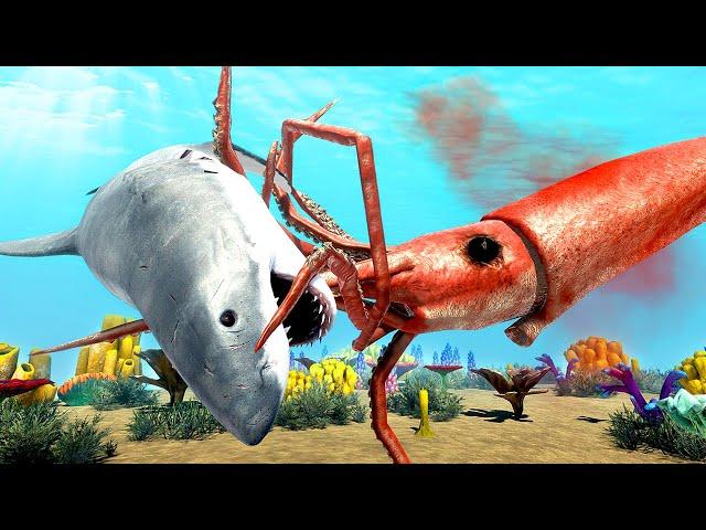 NEW Colossal Squid Fights Sharks - Animal Revolt Battle Simulator