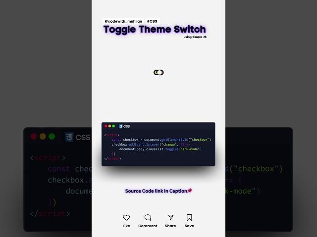 Toggle Theme Switch #codewith_muhilan #css #coding