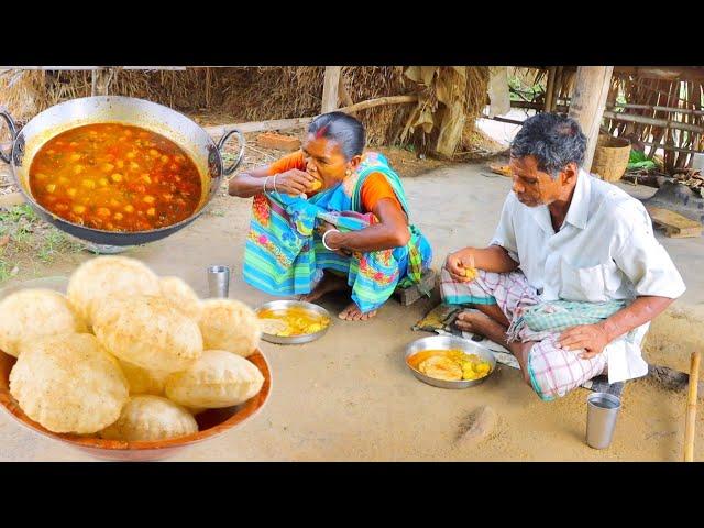 LUCH & ALOOR DUM cooking and eating in tribal style by our santali grandmaa