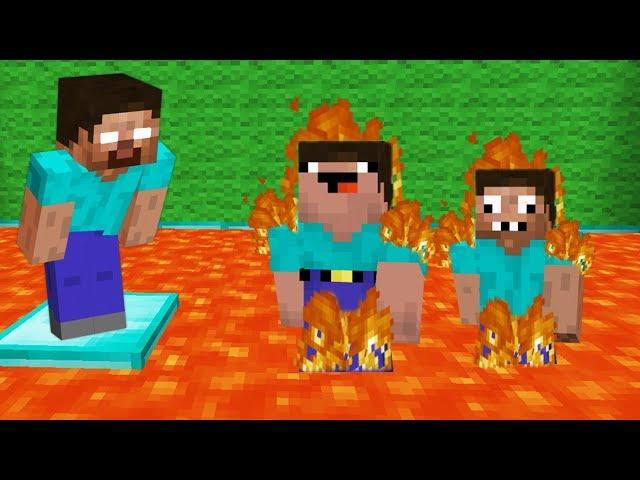 ХЕРОБРИН СКИНУЛ НУБА И ПРО В ЛАВУ МАЙНКРАФТ ! НУБИК ПРОТИВ ТРОЛЛИНГ MINECRAFT Мультик