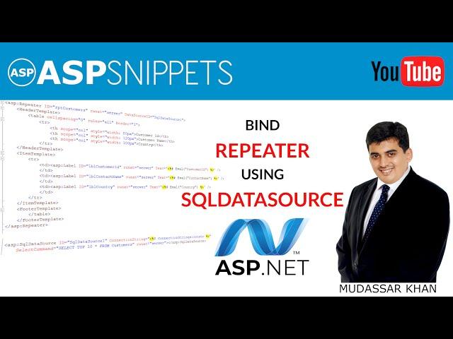 Populate (Bind) Repeater control using SqlDataSource in ASP.Net