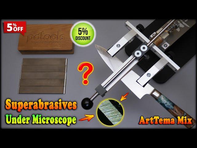 The first sharpening of a knife with cubic boron nitride (CBN) sharpening stones under a microscope!