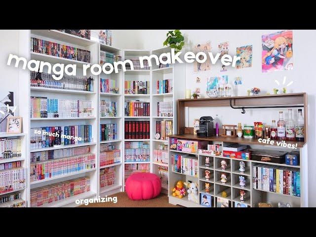 turning my manga room into a cozy manga cafe // manga room makeover