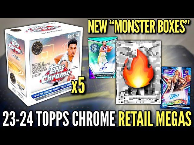 NEW RETAIL MONSTER BOXES (BIG WEMBY PULL)!  2023-24 Topps Chrome Basketball Mega Box Review x5