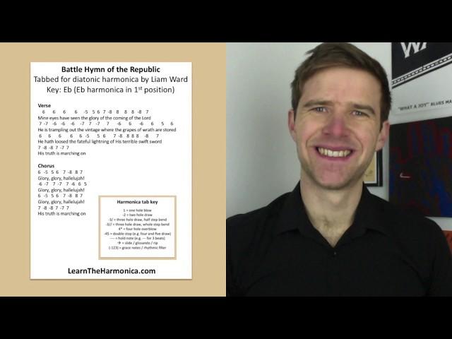 Battle Hymn of the Republic (a.k.a.  Glory Glory Man Utd!) for Eb harmonica with harp tabs