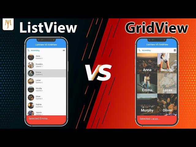 Flutter Tutorial - ListView VS GridView | 1/2 Item Builder, Scrolling List