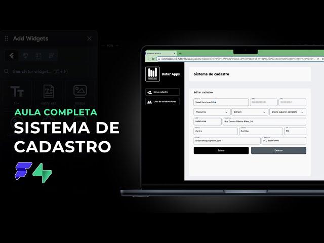 SISTEMA DE CADASTRO COMPLETO E 100% GRATUITO - FLUTTERFLOW E SUPABASE