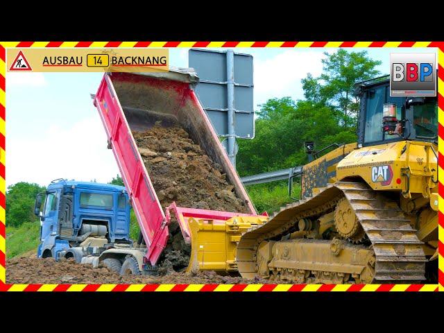 CAT D5, MAN, Wirtgen WR240i, Bomag BW213 PDH -  B14 Backnang, 2024. #caterpillar #dozer