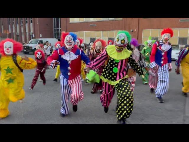 I went to a clown school and they did not like me.. 100 Clowns chased me!! #shorts