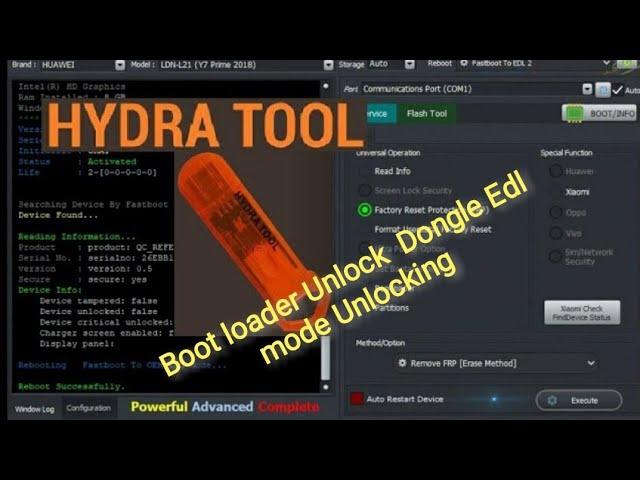 How to Unlock Huawei with hydra tool Boot loader unlock Frp Bypass | Hydra Dongle Edl mode unlocking