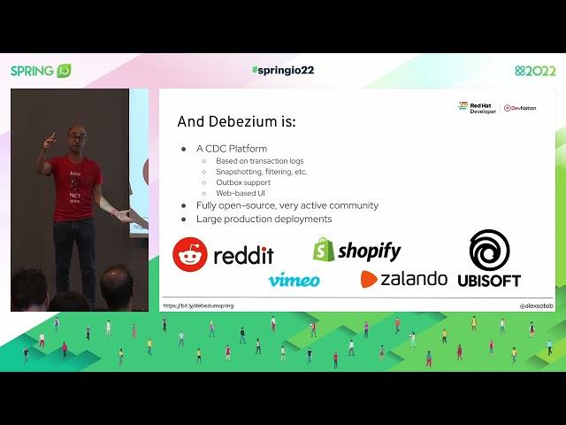 Change Data Streaming For Spring Boot With Apache Kafka and Debezium by Alex Soto @ Spring I/O 2022