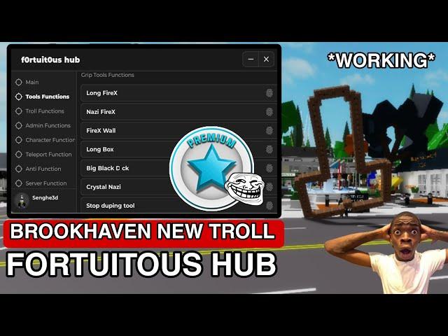 Brookhaven Script FORTUITOUS Hub Unlock All Gamepass Gui |Hydrogen,Fluxus,Arceus x Mobile