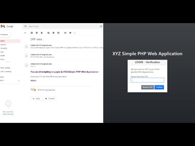 Creating a Login Form with OTP Verification through Email in PHP Tutorial DEMO