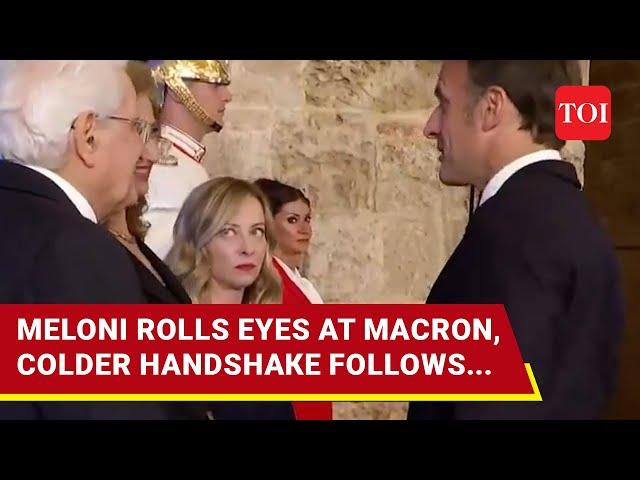 Macron Gets A Death Stare, Colder Handshake From Meloni At G7 Summit. Here's Why | Watch