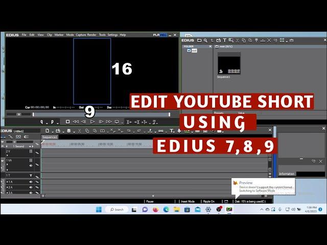 EDIT YOUTUBE SHORTS 9:16 USING EDIUS 7,8,9